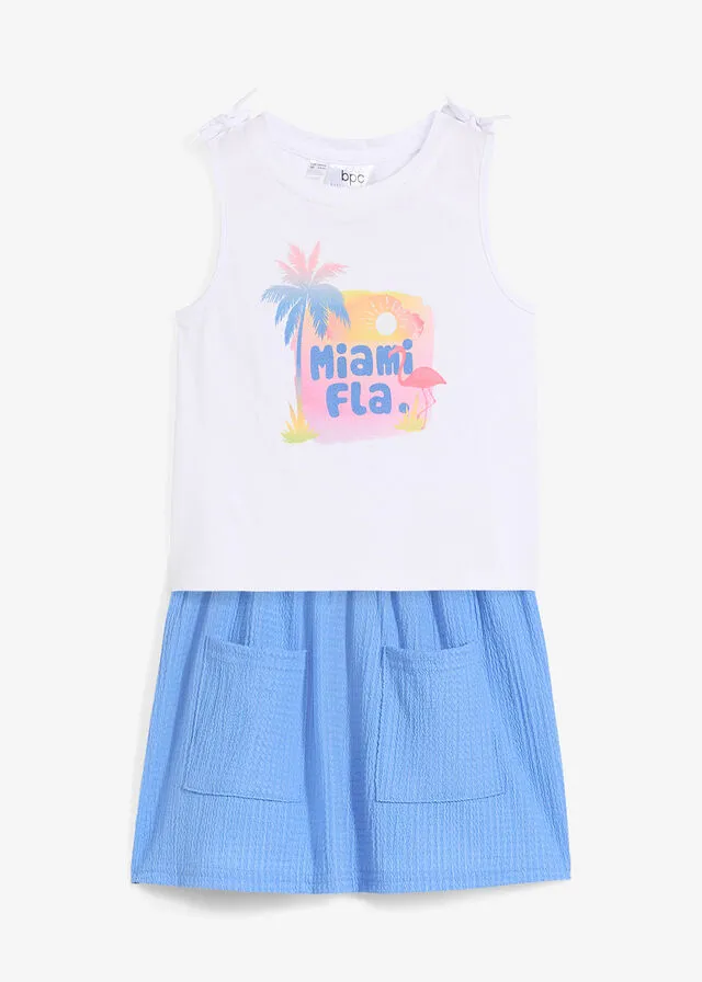 TOP Y FALDA (2 PIEZAS) AZUL PROVENZALBLANCO